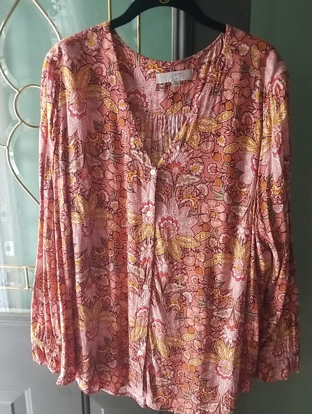 LOFT Pink Floral Boho Button-Front Women's Blouse